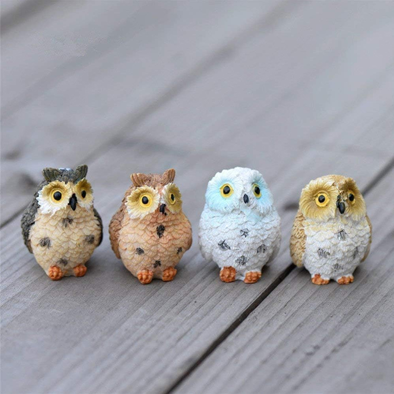 Bonsai Gardenia - 4pcs Resin Mini Owls Miniature Animals