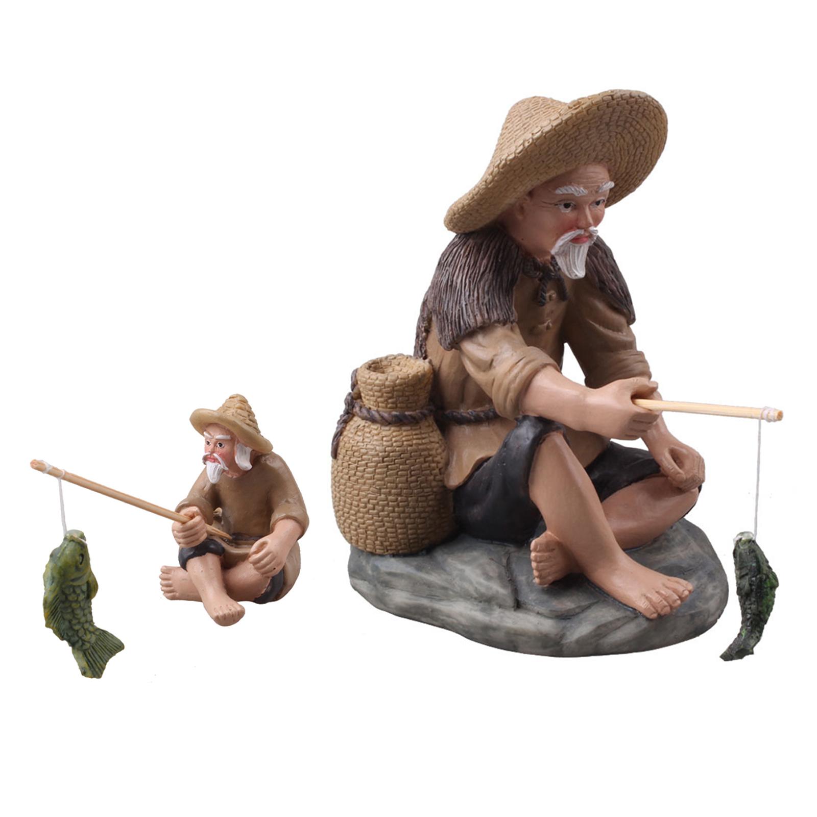 Mini Fisherman Figurines Resin - đánh giá và giá Bonsai Garden Decor