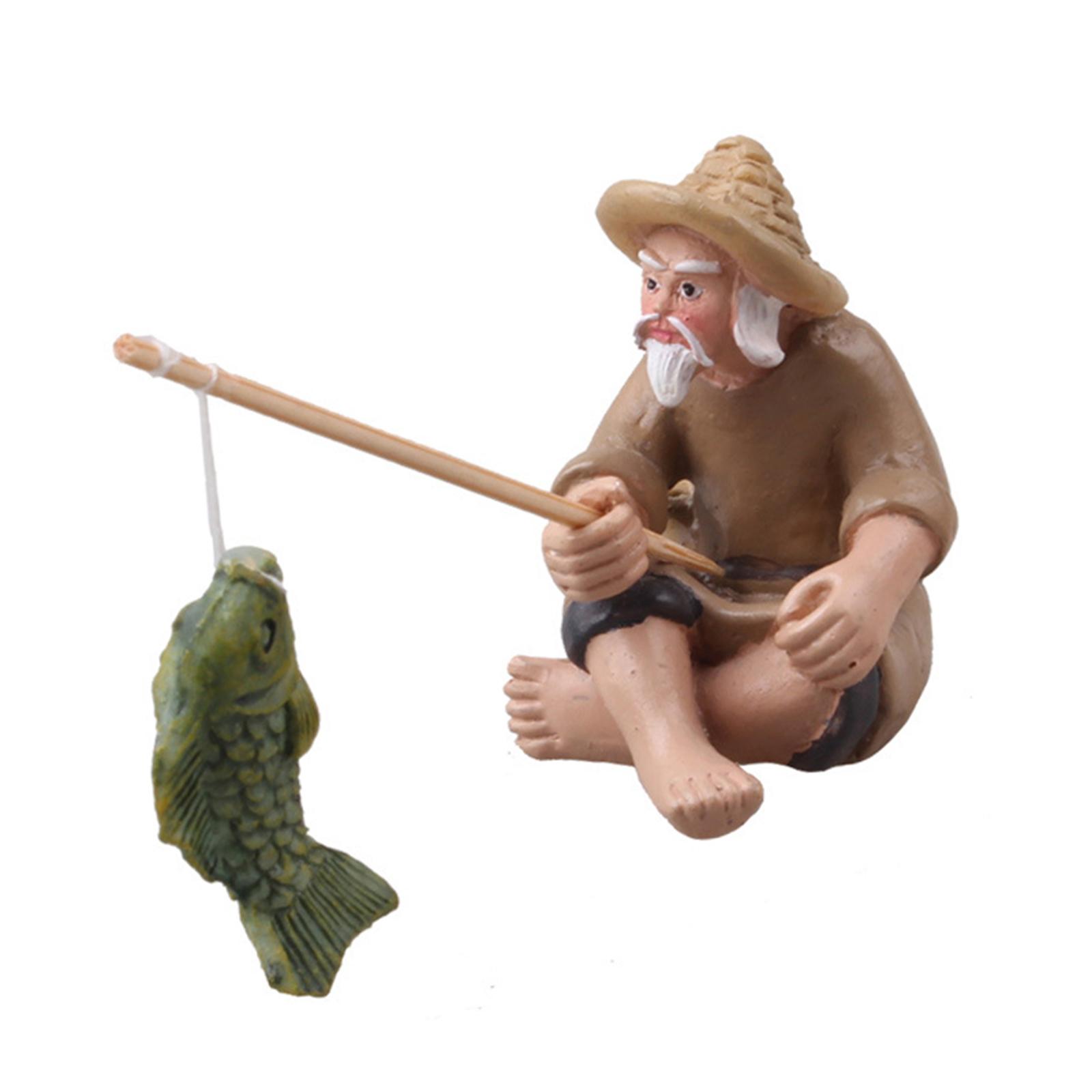 Mini Fisherman Figurines Resin - đánh giá và giá Bonsai Garden Decor