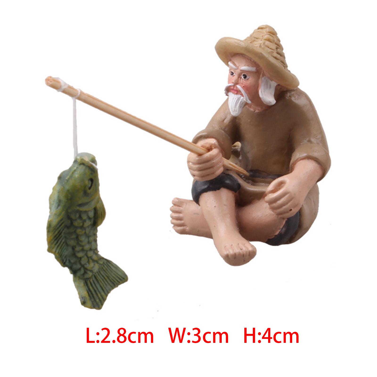Mini Fisherman Figurines Resin - đánh giá và giá Bonsai Garden Decor